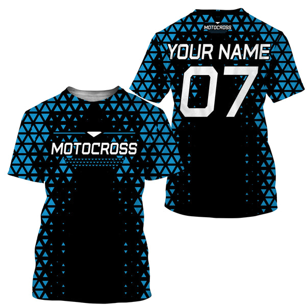 Personalized Motocross Jersey Custom Number Blue Diamond Motorcycle Shirt Off-Road Dirt Bike Racing| NMS549