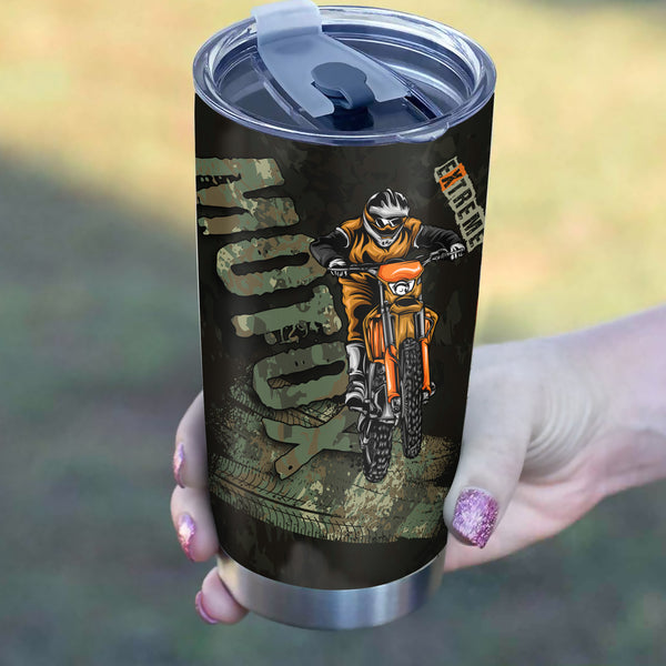 Camo Motocross Personalized Tumbler - MotoX Dirt Bike Motorcycle Tumbler Off-road Rider Drinkware| NMS418