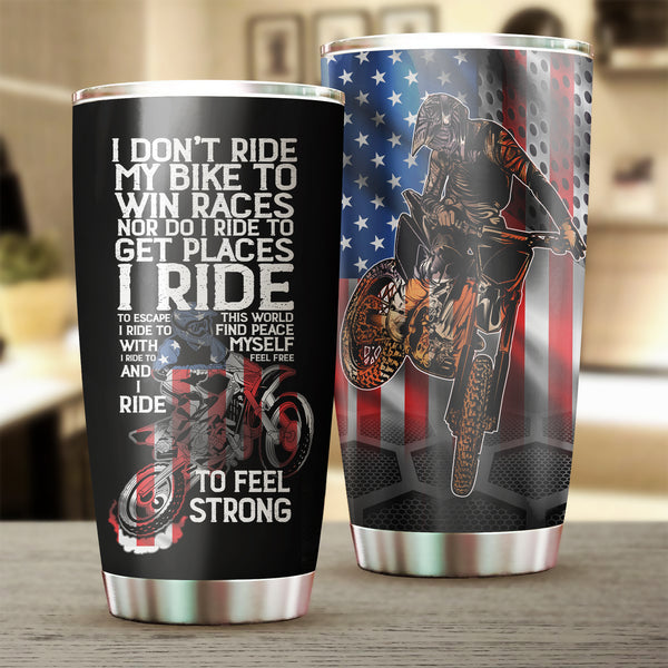 American Motocross Personalized Tumbler - Dirt Bike Patriotic Motorcycle Tumbler Rider Drinkware| NMS420