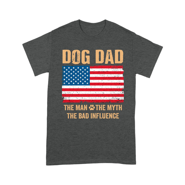 Dog Dad T-shirt for Men - Cool American Flag Printed Shirt, Dog Lover Tee, Dog Dad Shirt| JTSD156 A02M05