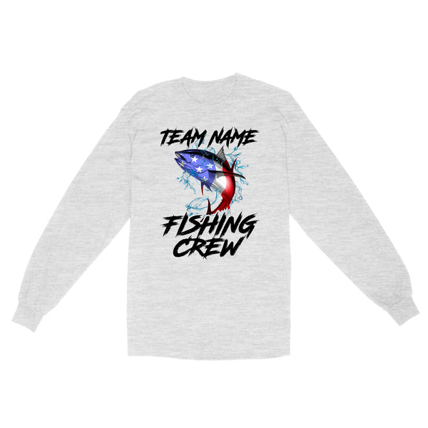 Tuna Fishing American Flag Custom Fishing Long Sleeve for Fishing team, Personalized Patriotic Fishing gifts FFS - IPHW2289