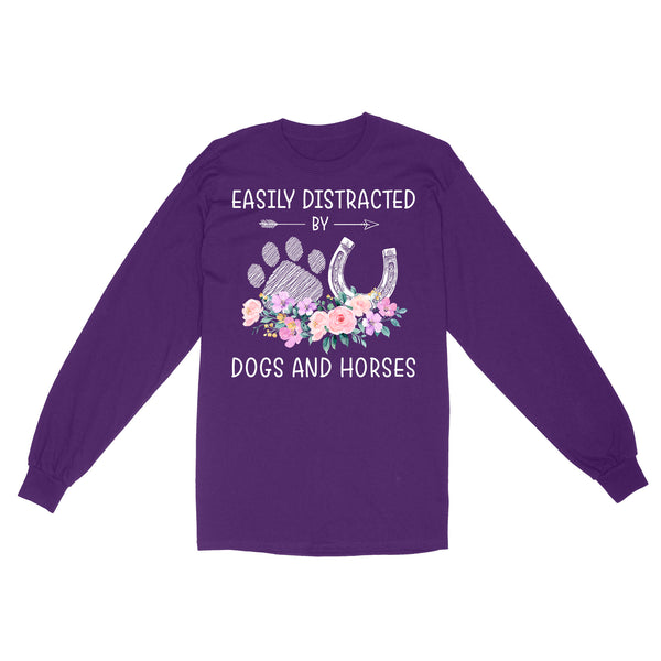 Easily Distracted By Dogs And Horses D06 NQS3122 Long Sleeve