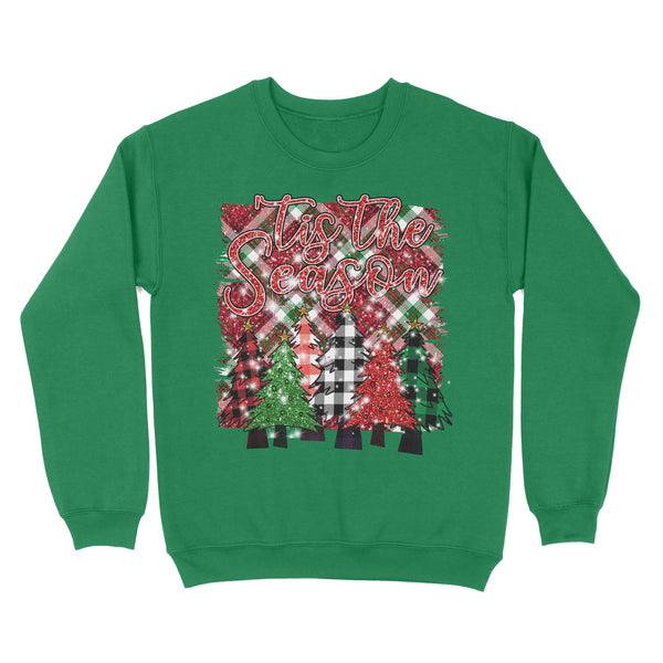 Tis The Season Christmas Tree buffalo Plaid Sweatshirt, Family Christmas Shirts FFS - IPHW1900