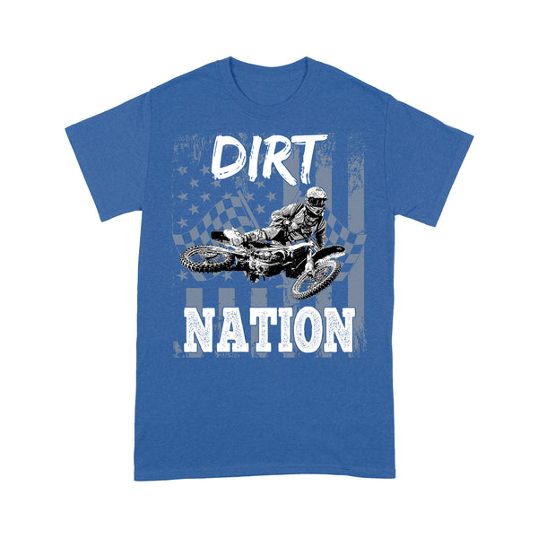 Dirt Bike Men T-shirt - Dirt Nation American Flag Biker Tee - Cool Extreme Motocross Shirt| NMS235 A01