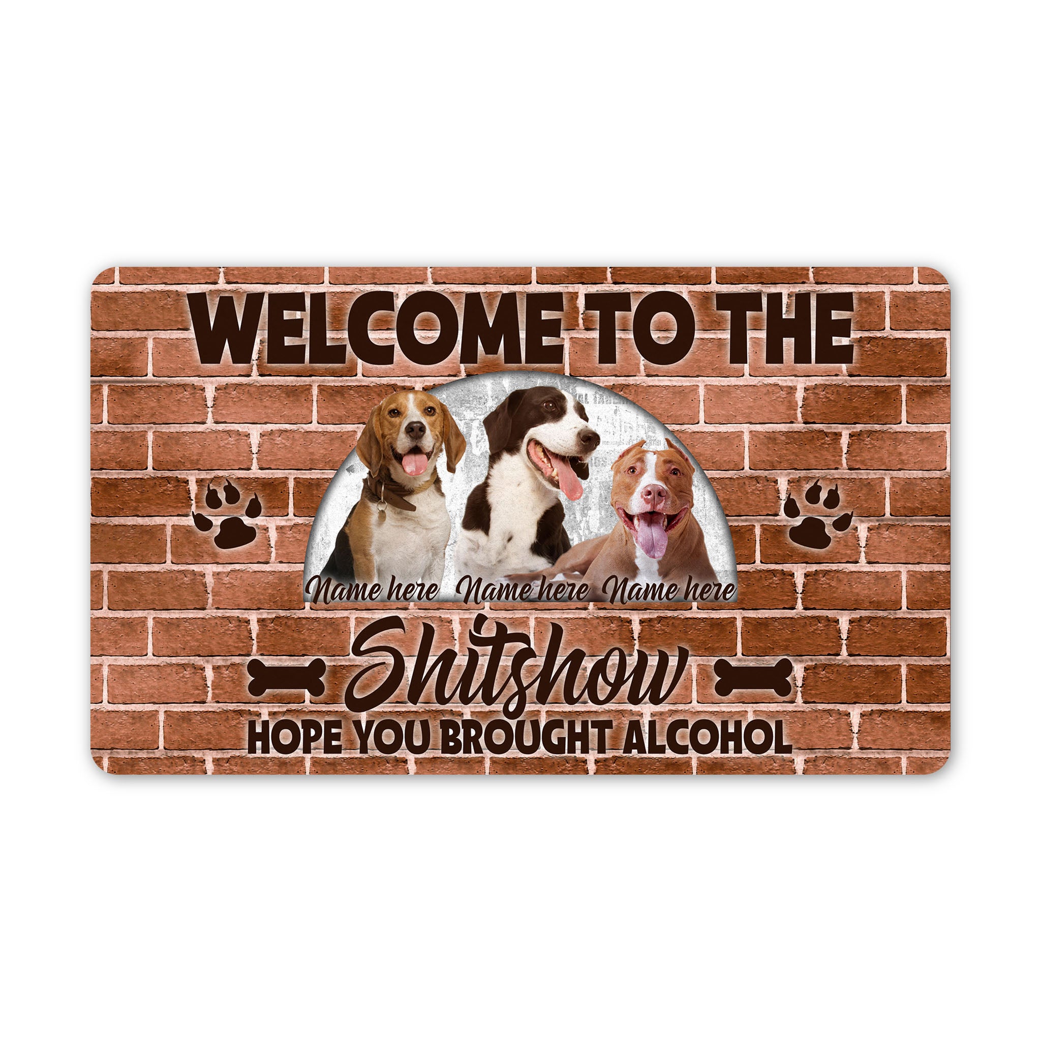 Custom Dog Doormat| Welcome To The Shitshow Funny Mat Gifts for Dog Lovers| Retro Brick Dog Welcome Mat| JDM70