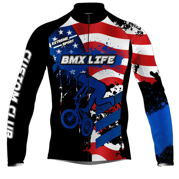 Custom American BMX cycling jersey Cycle gear with 3 pockets Anti-UV Patriotic BMX life shirt| SLC74