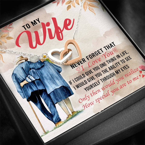 To my wife Interlocking Hearts Necklace with message card