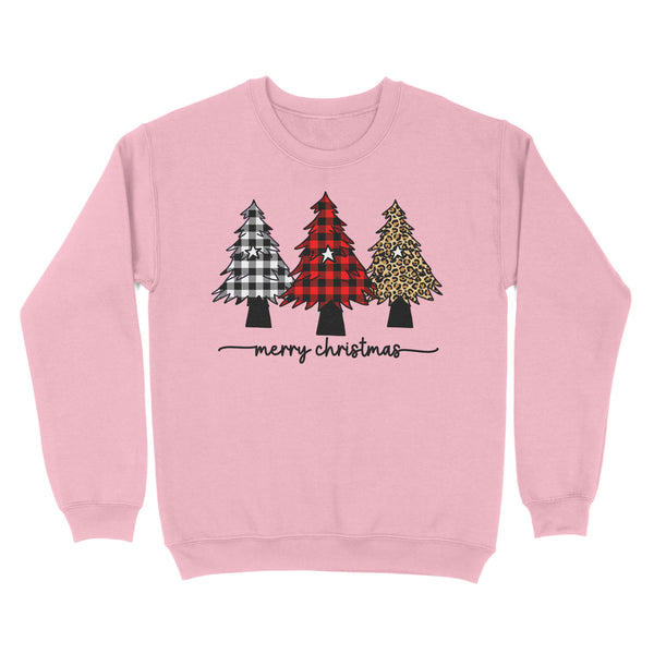 Leopard print buffalo Plaid Christmas Tree Sweatshirt, Merry Christmas Family Matching Shirts FFS - IPHW1923