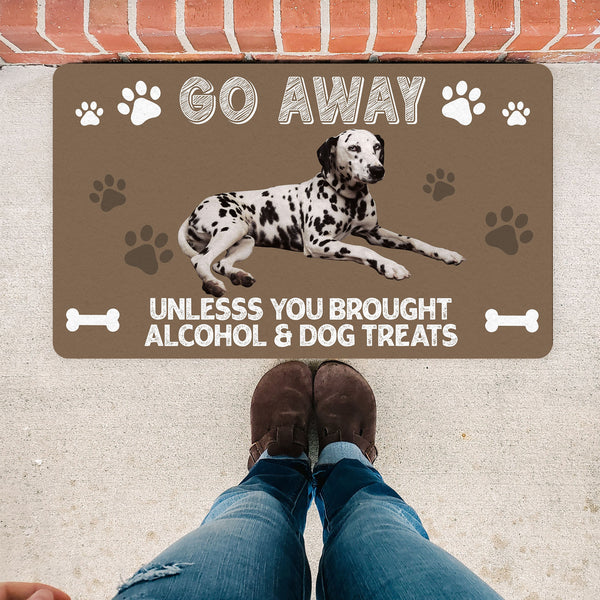 Custom Dog Doormat| Go Away Unless You Brought Alcohol & Dog Treats Dog Welcome Mat| Gift for Dog Lovers JDM67