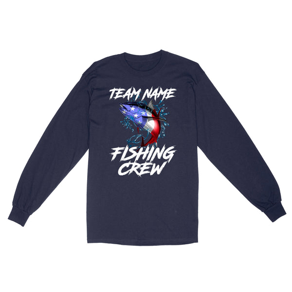 Tuna Fishing American Flag Custom Fishing Long Sleeve for Fishing team, Personalized Patriotic Fishing gifts FFS - IPHW2290