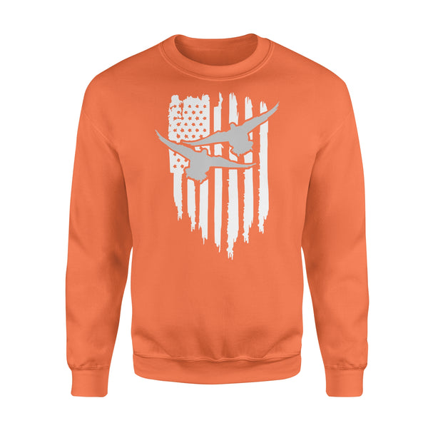 Duck Hunting American Flag Clothes, Shirt for Hunting - Standard Crew Neck Sweatshirt