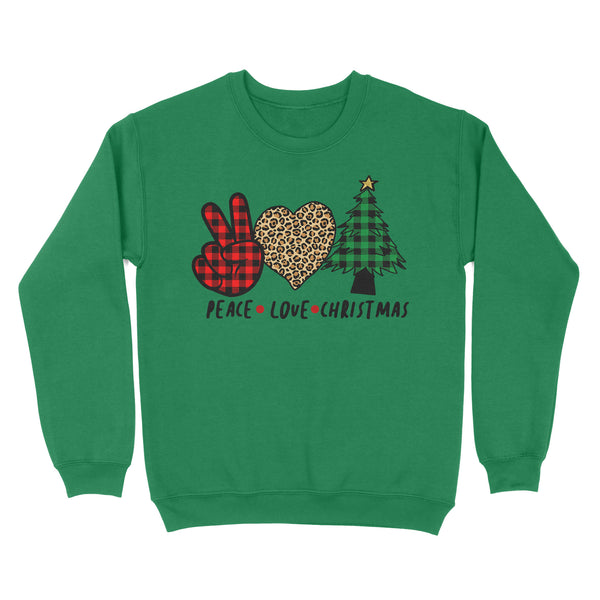 Peace Love Christmas Sweatshirt, buffalo Plaid xmas gifts FFS - IPHW1920