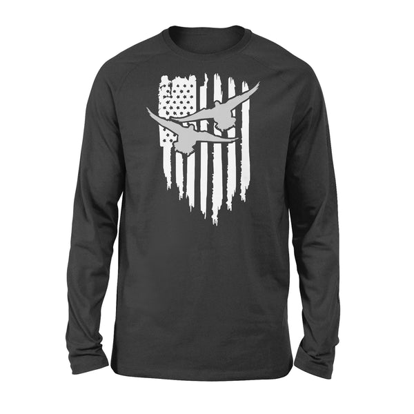 Duck Hunting American Flag Clothes, Shirt for Hunting - Standard Long Sleeve
