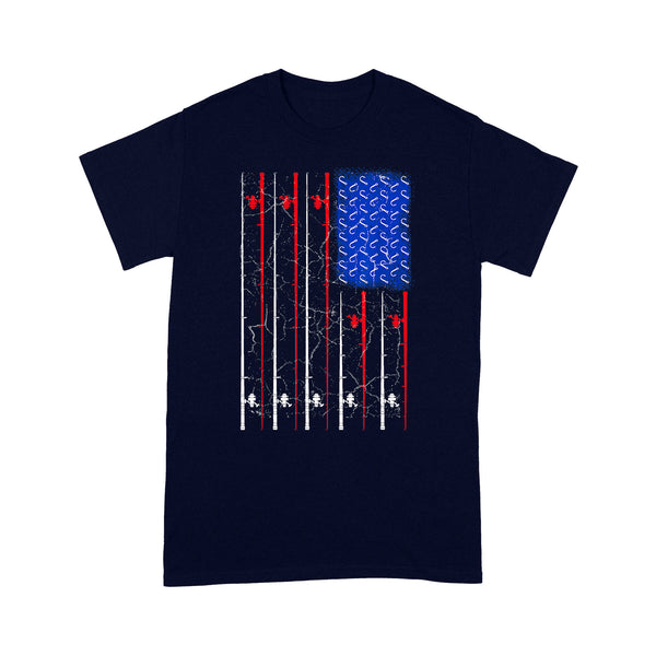 American US Flag 4th July Fishing Rod Shirt, Fisherman Gift D06 NQSD302- Standard T-shirt