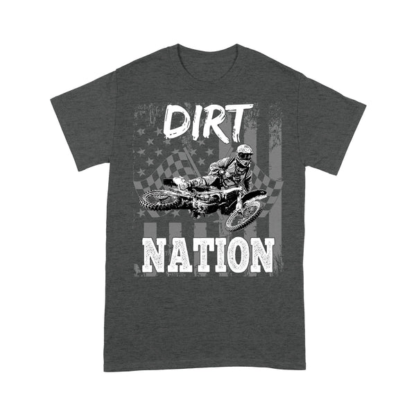 Dirt Bike Men T-shirt - Dirt Nation American Flag Biker Tee - Cool Extreme Motocross Shirt| NMS235 A01