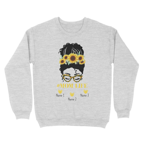 Beautiful mom life shirt sunflower customize name kids, mother's day shirt ideas D06 NQS1540 - Standard Crew Neck Sweatshirt