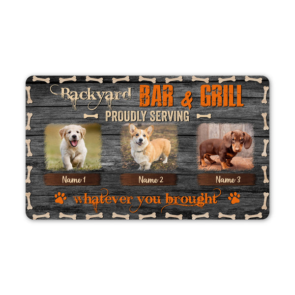 Personalized Dog Doormat - Backyard Bar & Grill, Gift For Dog Lovers Dog Mom Gift Dog Dad Dog Owners| JDM73