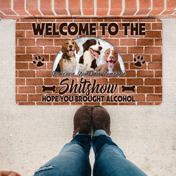 Custom Dog Doormat| Welcome To The Shitshow Funny Mat Gifts for Dog Lovers| Retro Brick Dog Welcome Mat| JDM70