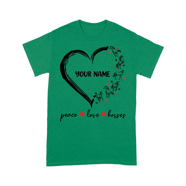 Peace love horses tattoo customized name horse shirt for girl, horse shirts D06 NQS2908 - Standard T-Shirt