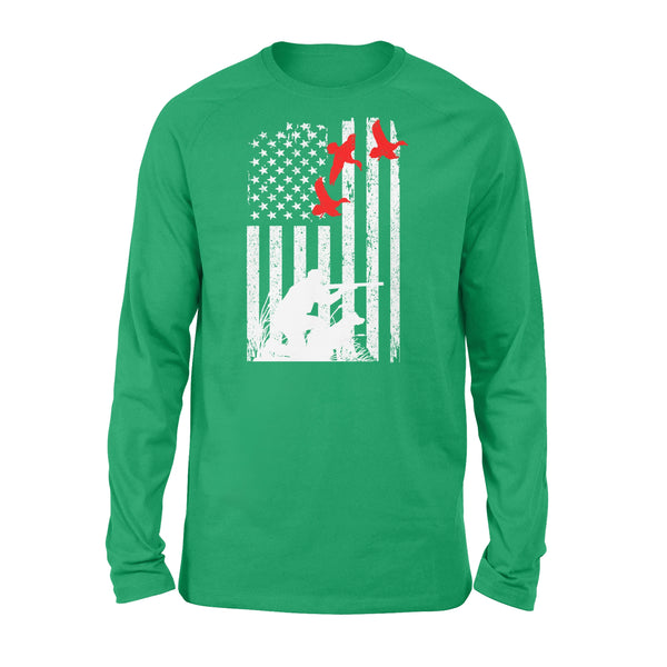 Duck hunting american flag 4th July , duck hunting dog NQSD39 - Standard Long Sleeve