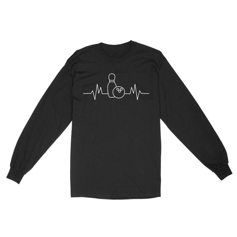 Bowling heartbeat Shirt, Bowling Addict long sleeve shirt, gift for bowlers NQS4619