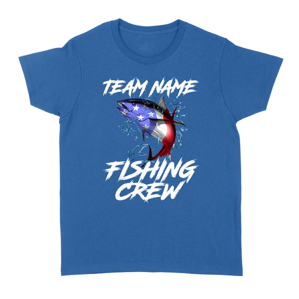 Tuna Fishing American Flag Custom Fishing Women's T-Shirts for Fishing team, Personalized Patriotic Fishing gifts FFS - IPHW2290