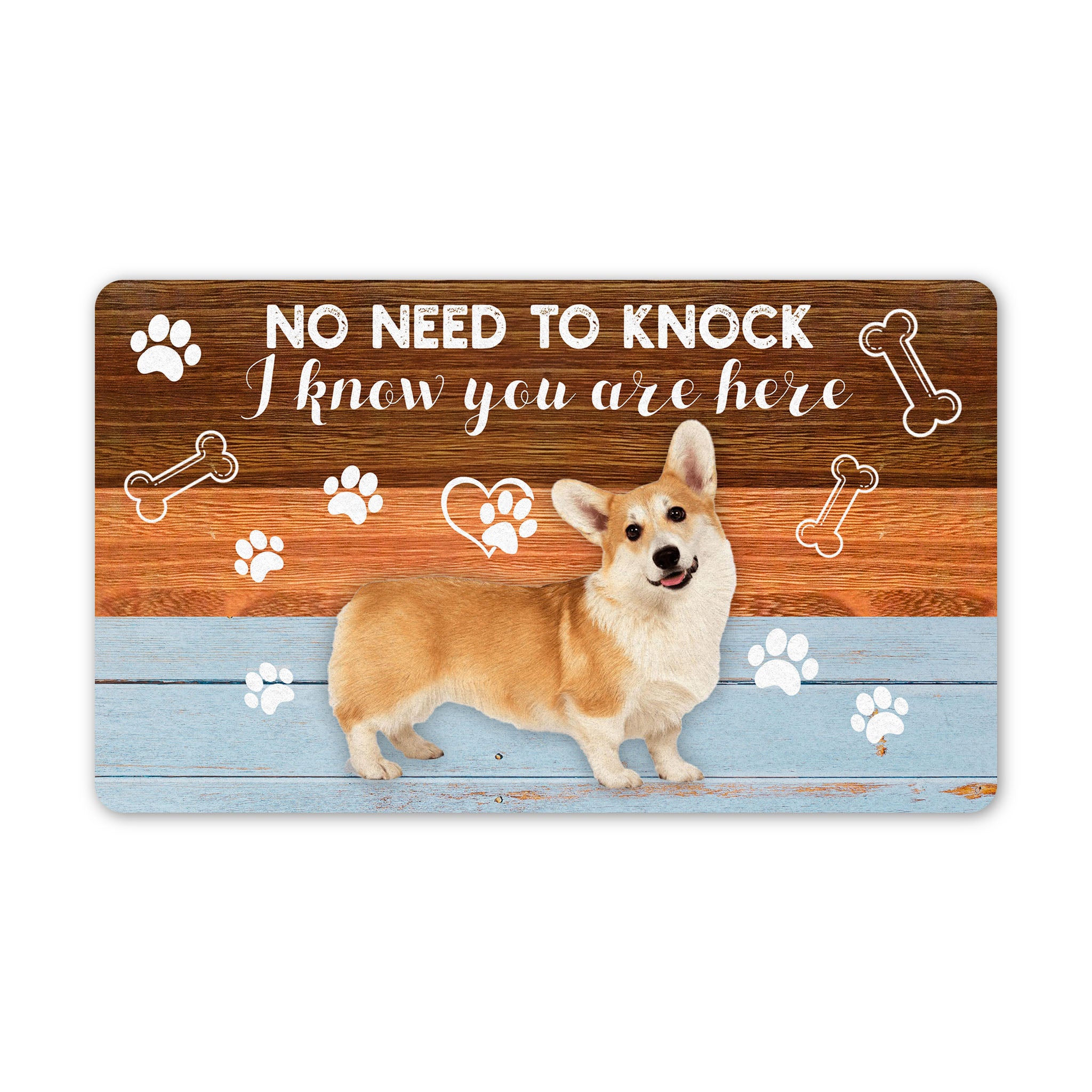 Dog Welcome Mat Custom Dog Doormat| No Need To Knock We Know You Are Here| Gift for Dog Lovers Dog Mom JDM66