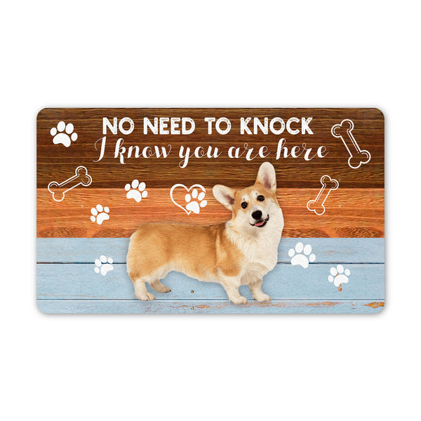 Dog Welcome Mat Custom Dog Doormat| No Need To Knock We Know You Are Here| Gift for Dog Lovers Dog Mom JDM66