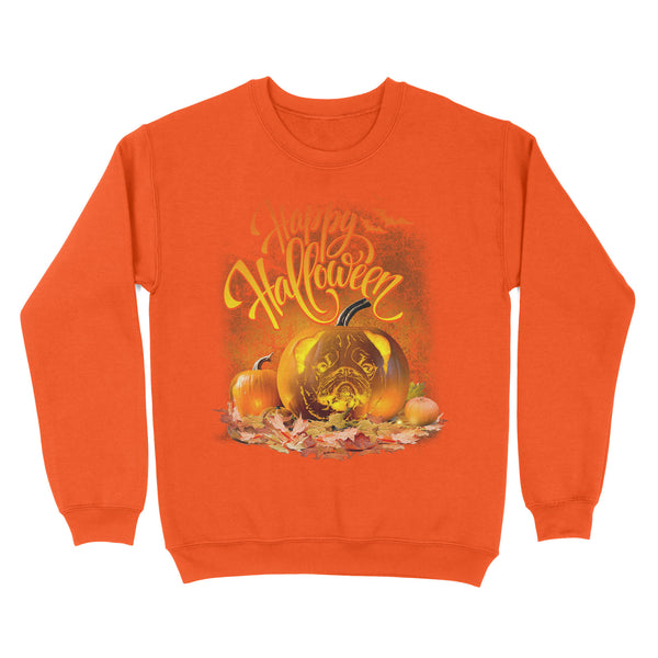 Happy halloween custom dog face's photo - Standard Crew Neck Sweatshirt