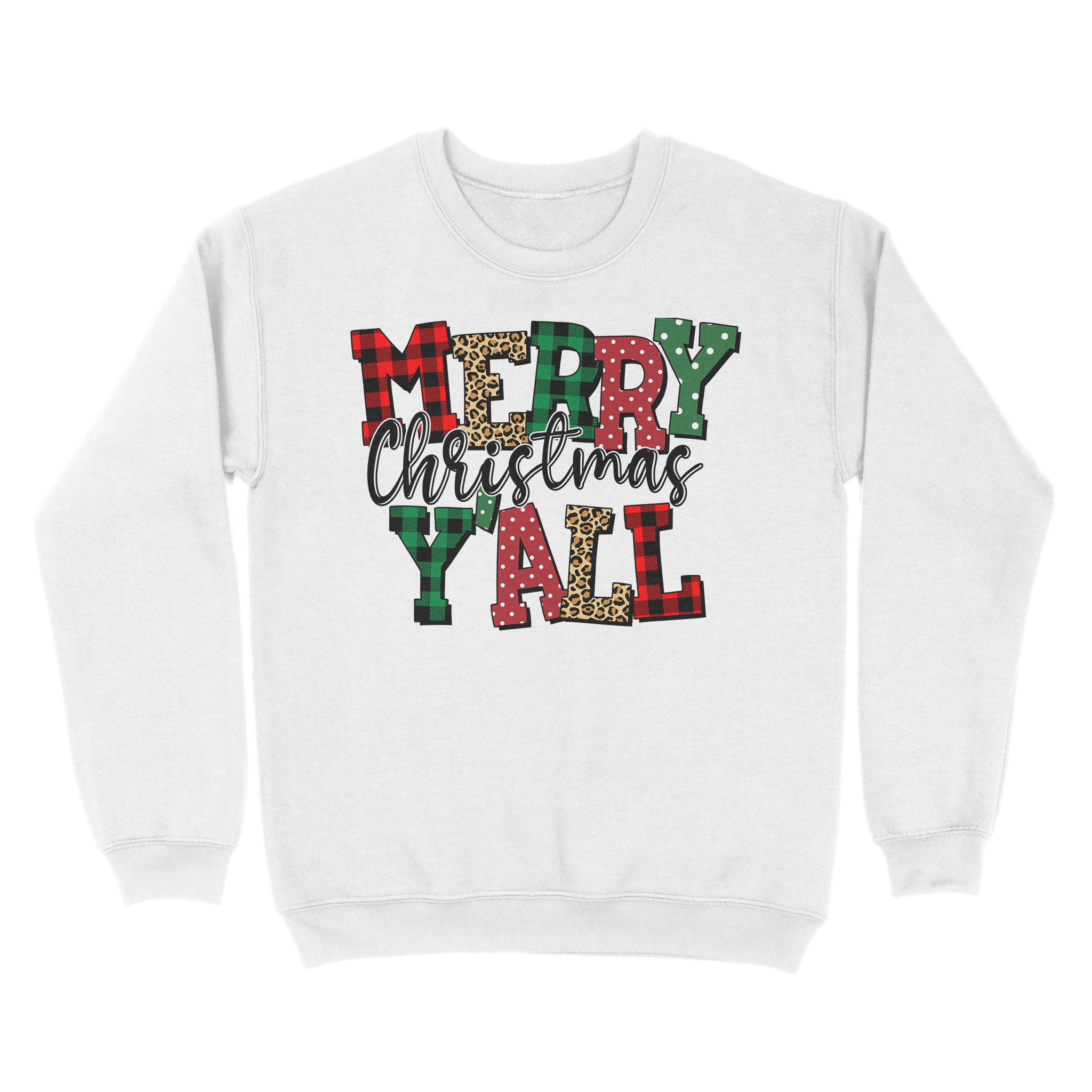 Merry Christmas Y'all Leopard Buffalo Plaid Sweatshirt, Christmas Holiday gifts FFS - IPHW1922