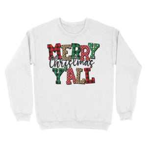 Merry Christmas Y'all Leopard Buffalo Plaid Sweatshirt, Christmas Holiday gifts FFS - IPHW1922