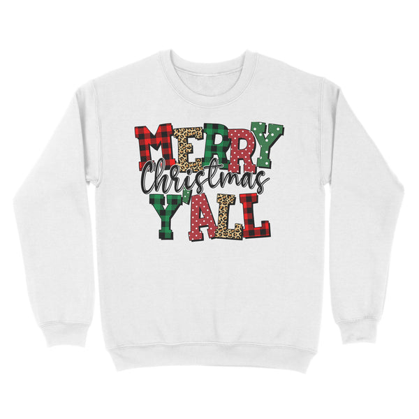 Merry Christmas Y'all Leopard Buffalo Plaid Sweatshirt, Christmas Holiday gifts FFS - IPHW1922