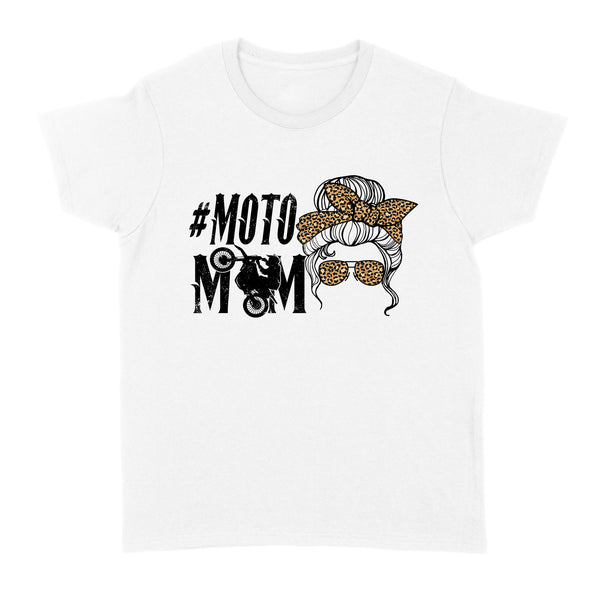 Moto Mom Women T-shirt, Cool Motorcycle Mama Mom Life Leopard Pattern Women Biker Shirt| NMS343 A01