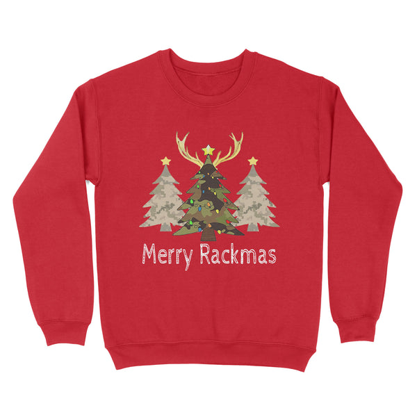 Deer, Elk, Moose hunting Merry Rackmas hunting gift for men Standard Crew Neck Sweatshirt