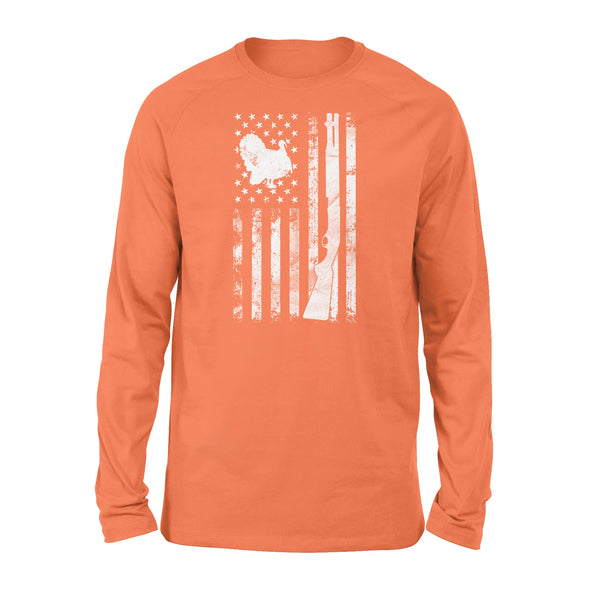 Hunting Shirt with American Flag 4th July, Turkey Hunting Shirt, Gifts for Hunters D05 NQS1338 - Long Sleeve