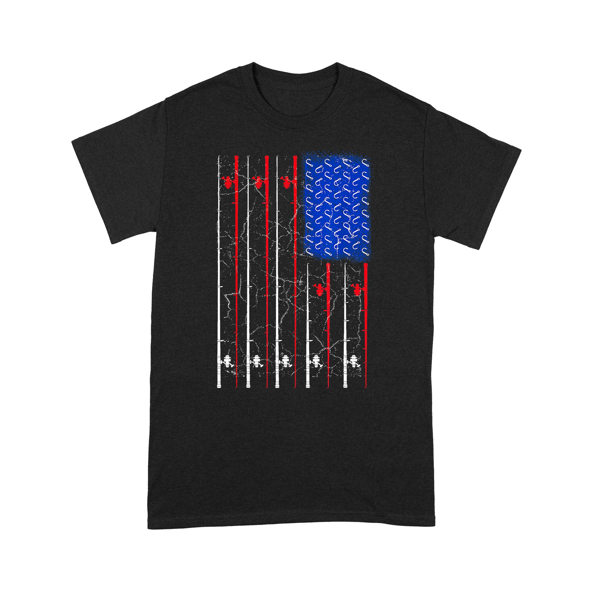 American US Flag 4th July Fishing Rod Shirt, Fisherman Gift D06 NQSD302- Standard T-shirt