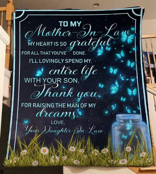 Beautiful Mother-in-law Blanket| Meaningful Mother's Day Gift for Mom-in-law, Mother of Husband Birthday Christmas Gift| N1032