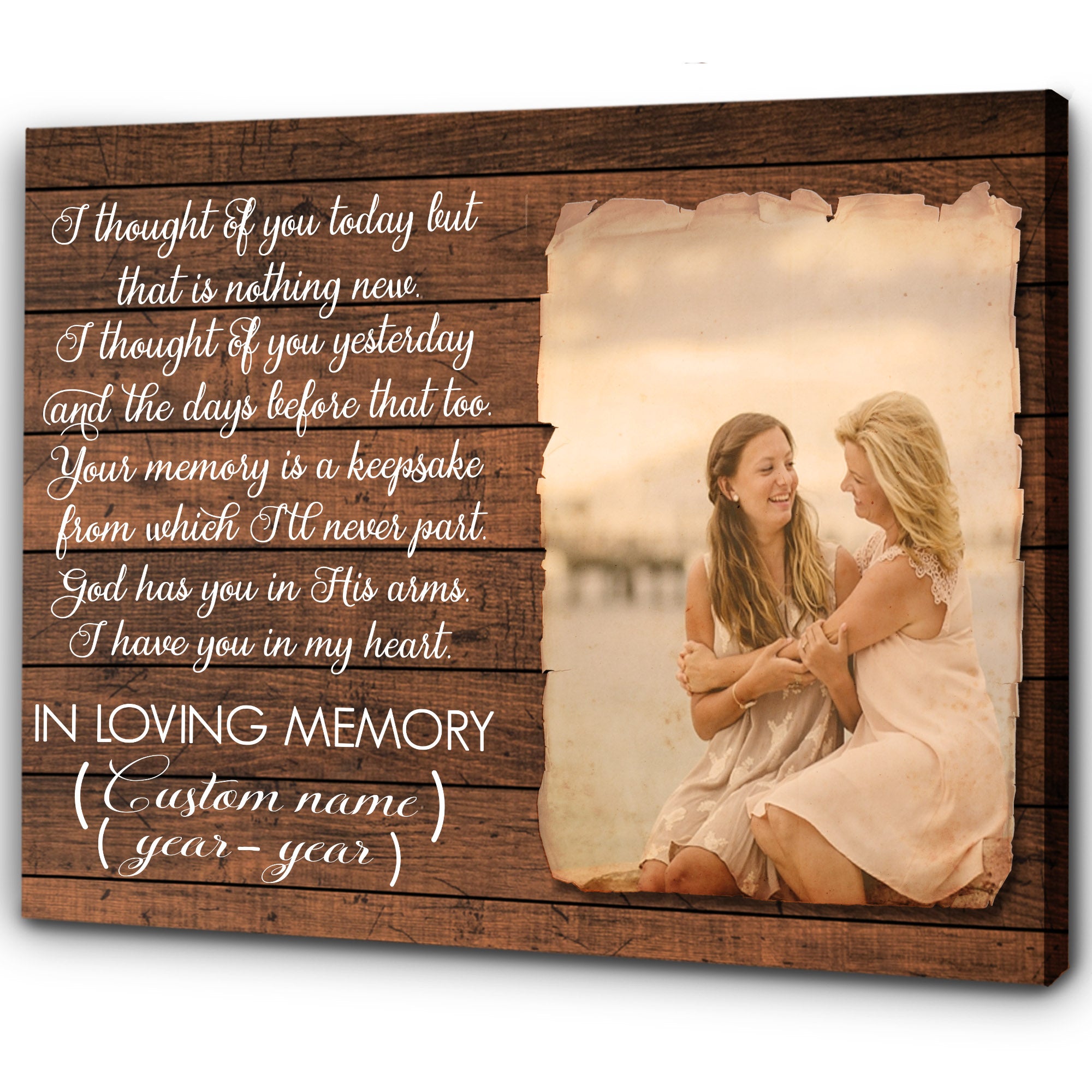 Personalized Sympathy Gift for Loss of Grandmother, Mother, Father, Grandfather| I Have You In My Heart Canvas Wall Art| In Loving Memory| Memorial Gift on Father's Day, Birthday, Christmas| T93