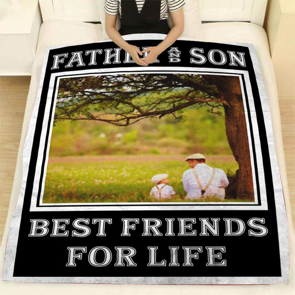 Father and Son Custom Blanket| Thoughtful Fleece Throw with Photo for Dad| Father's Day, Dad Birthday, Christmas Gift | N1039
