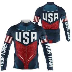 USA Cycling jersey Men with 3 back pockets UPF50+ American bike shirt Custom full zip bicycle tops| SLC199